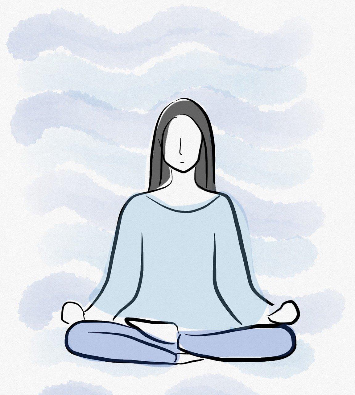 명상 중인 여성 그림