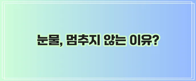눈물 과다 분비 원인 알아보기