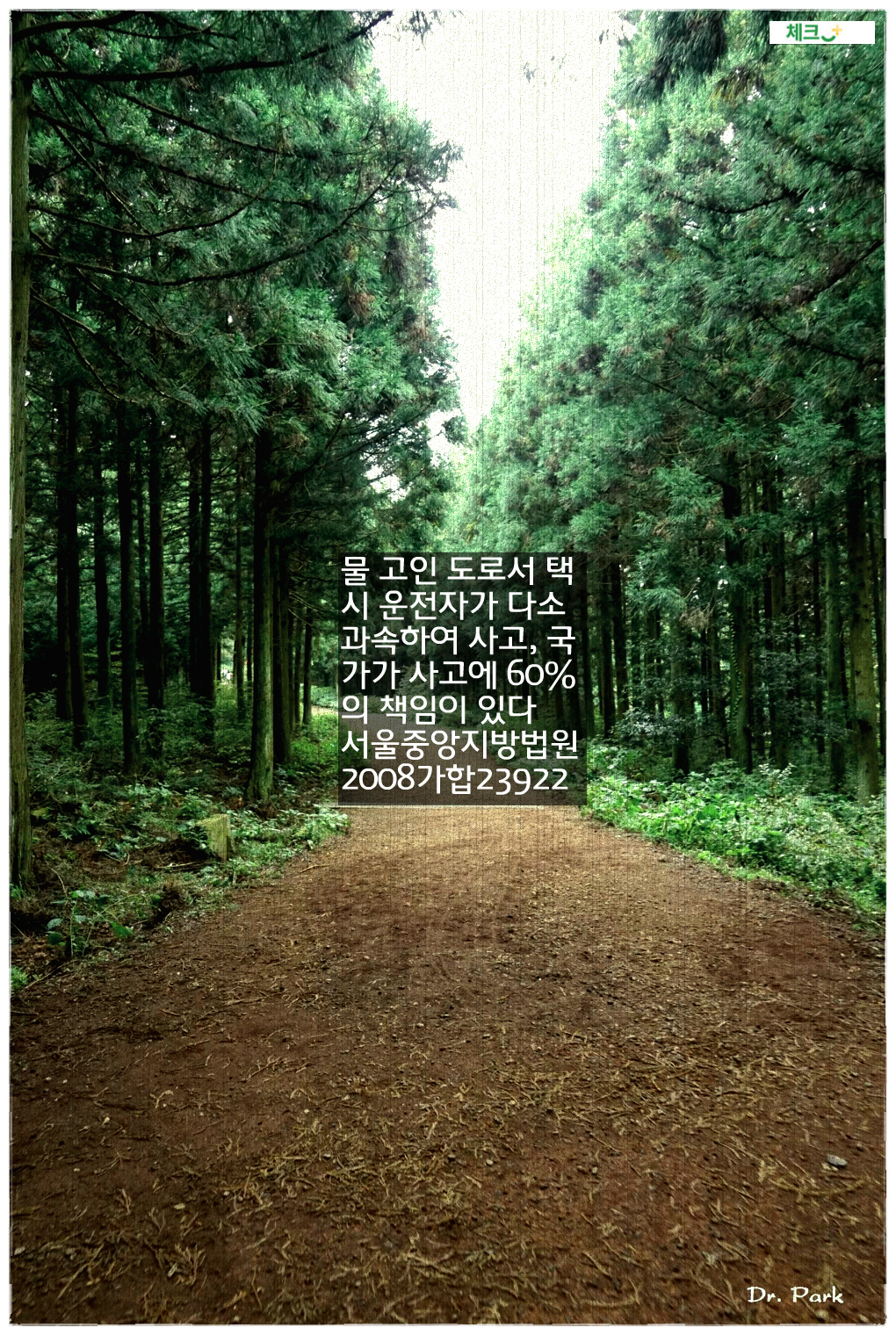 물 고인 도로서 택시 운전자가 다소 과속하여 사고, 국가가 사고에 60%의 책임이 있다