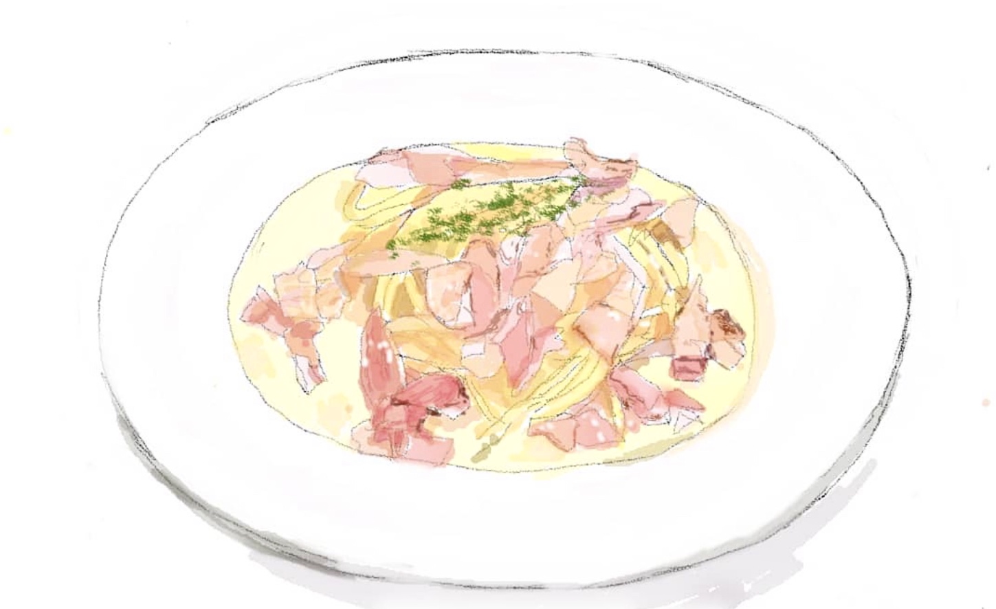  베이컨  파스타,  요리만화 그림
