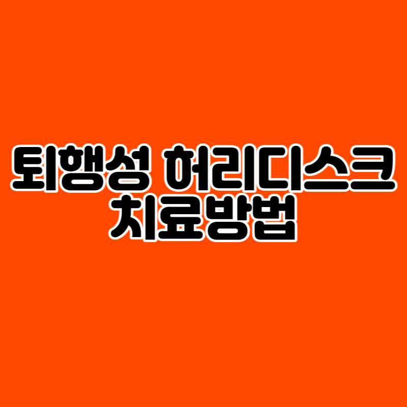 퇴행성 허리디스크 치료방법