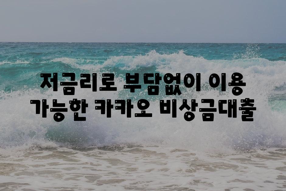 저금리로 부담없이 이용 가능한 카카오 비상금대출