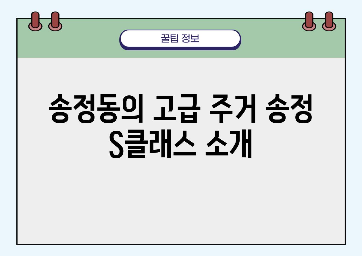 송정동의 고급 주거 송정 S클래스 소개