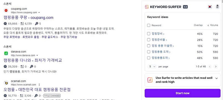 키워드 분석 및 최적화를 위한 &#39;Keyword Srufer&#39;