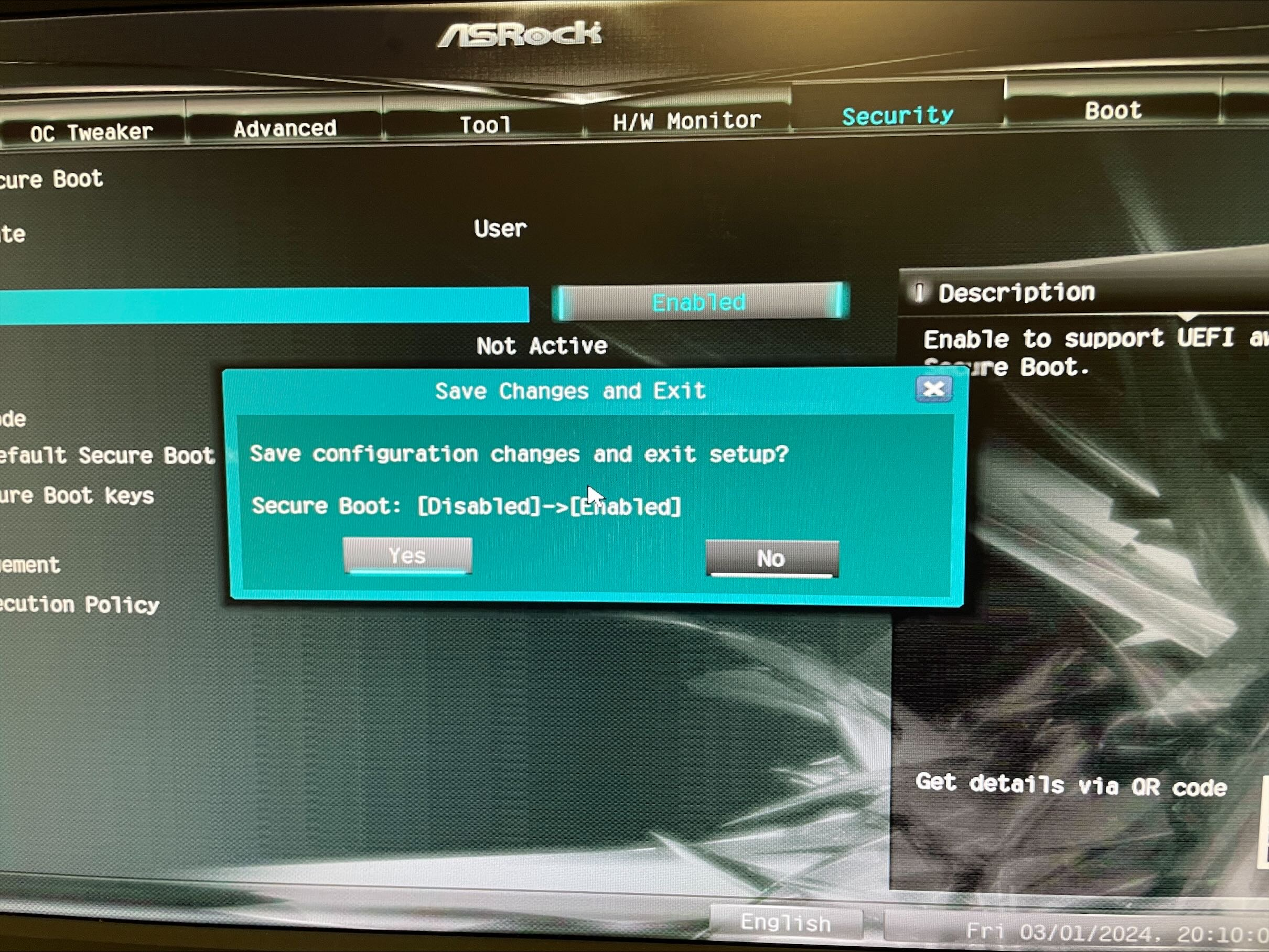  애즈락(ASRock) 바이오스 TPM 활성화 방법