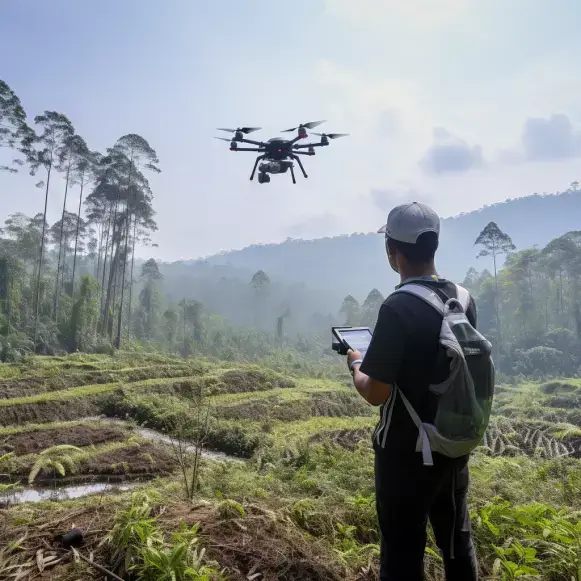 Technology aiding ecological restoration featuring drones&#44; AI and remote sensing - Photograph