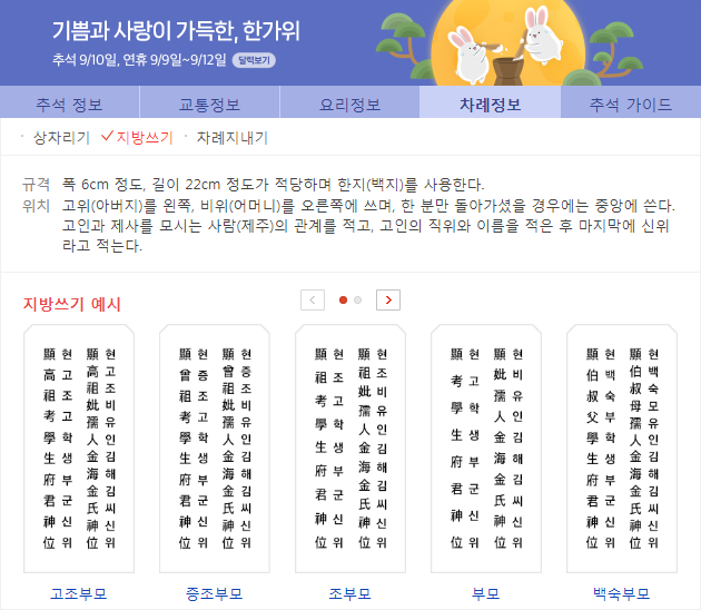  2022 추석 지방쓰는법 (간단) 명절 한가위