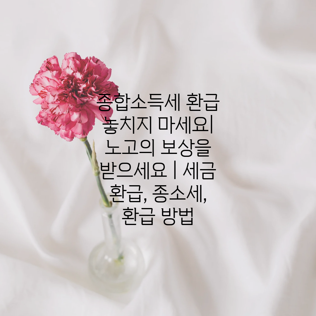 종합소득세 환급 놓치지 마세요 노고의 보상을 받으세요 