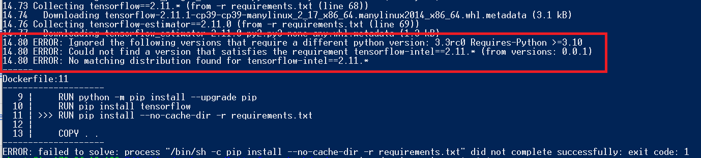 tensorflow-intel==2.11.* 버전을 못 찾는 에러