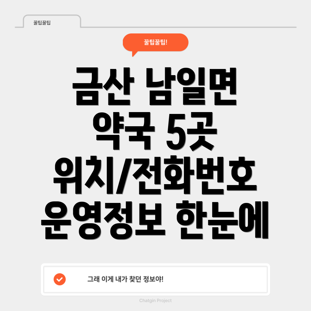 금산군 남일면 약국 5곳 운영정보 주소, 전화번호, 위치