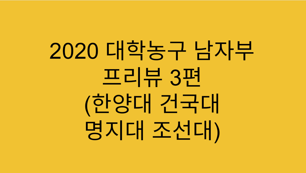  [대학리그] 2020 대학농구 남자부 프리뷰 3편 (한양대, 건국대, 명지대,  조선대)