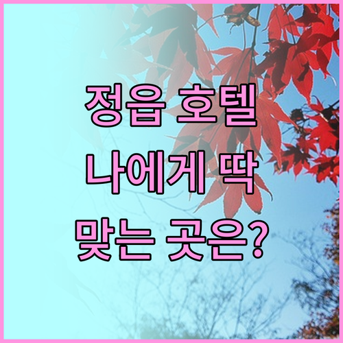 정읍 호텔 완벽 가이드! 나에게 딱 