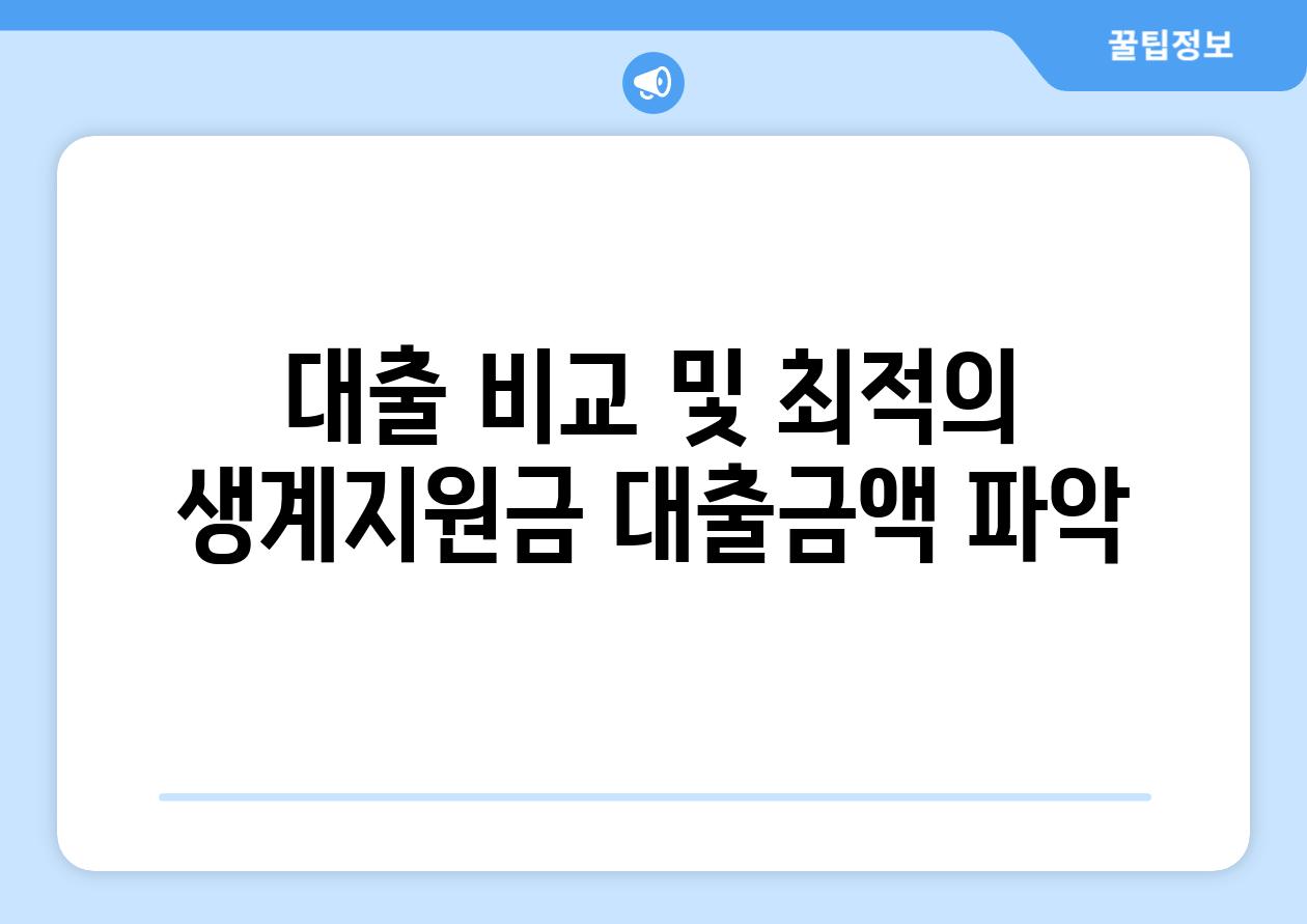 대출 비교 및 최적의 생계지원금 대출금액 파악