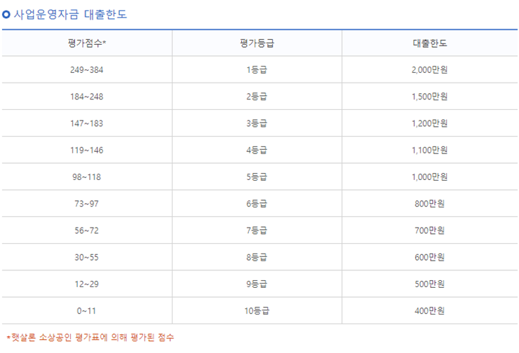 사업운영자금-대출한도