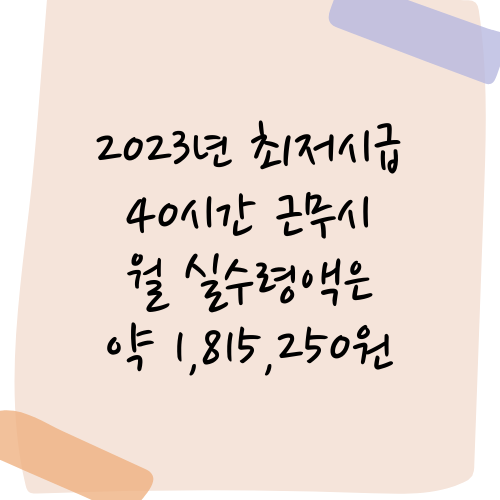최저시급 월 실수령액