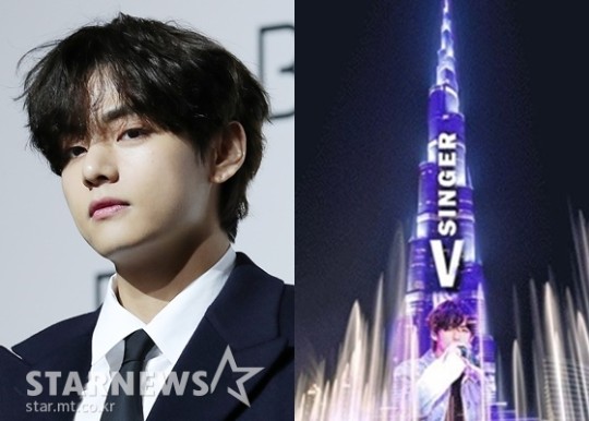  방탄소년단 뷔, 세계 최고층 두바이 부르즈 칼리파 韓연예인 최초 생일 광고..中 팬들 비교불가 '레전드 서포트'