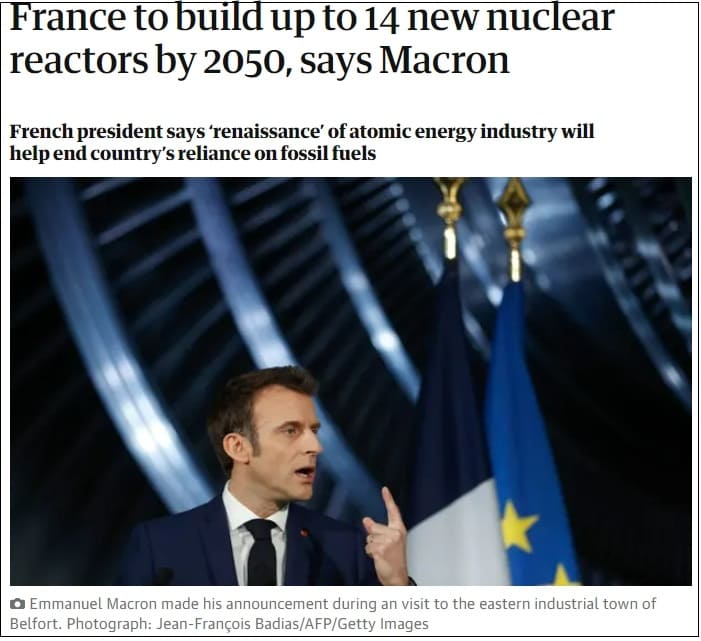 [세계는 원전 건설 붐] 프랑스, 14기 원전 건설 본격화 France to build up to 14 new nuclear reactors by 2050, says Macron