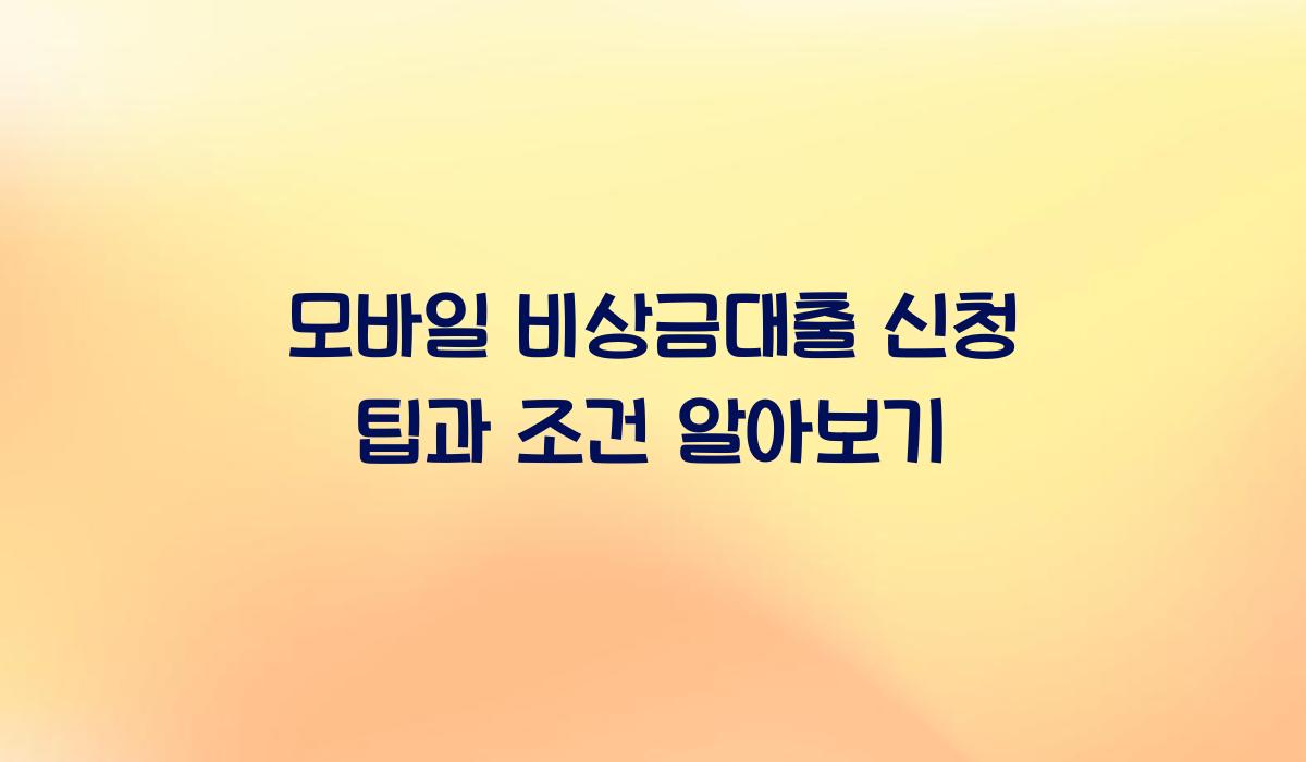 모바일 비상금대출 신청 팁