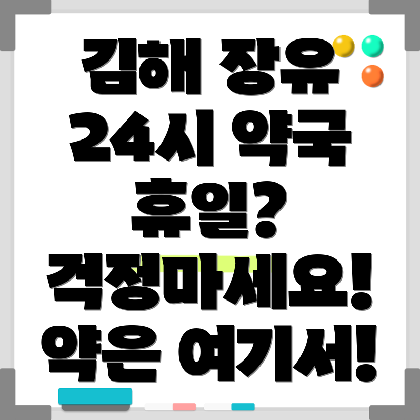 김해 장유1동 휴일 지킴이 약국