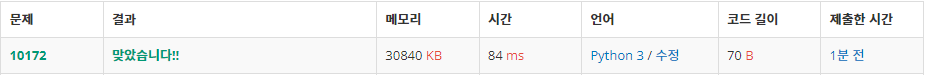  백준: 10172번 개 (Python3)