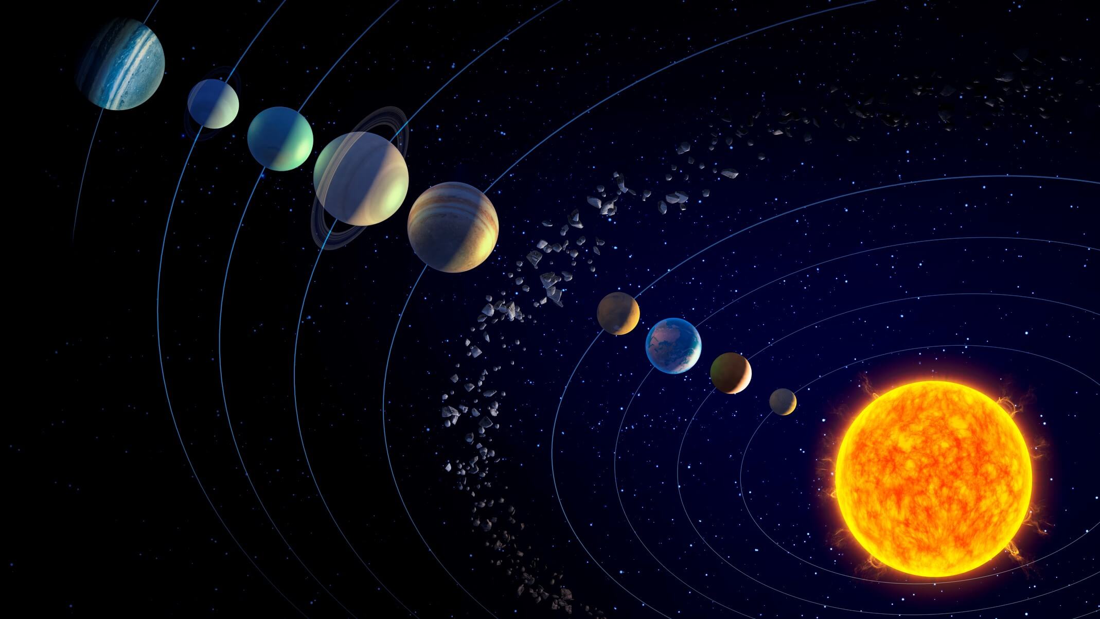 Space show with planets lined up