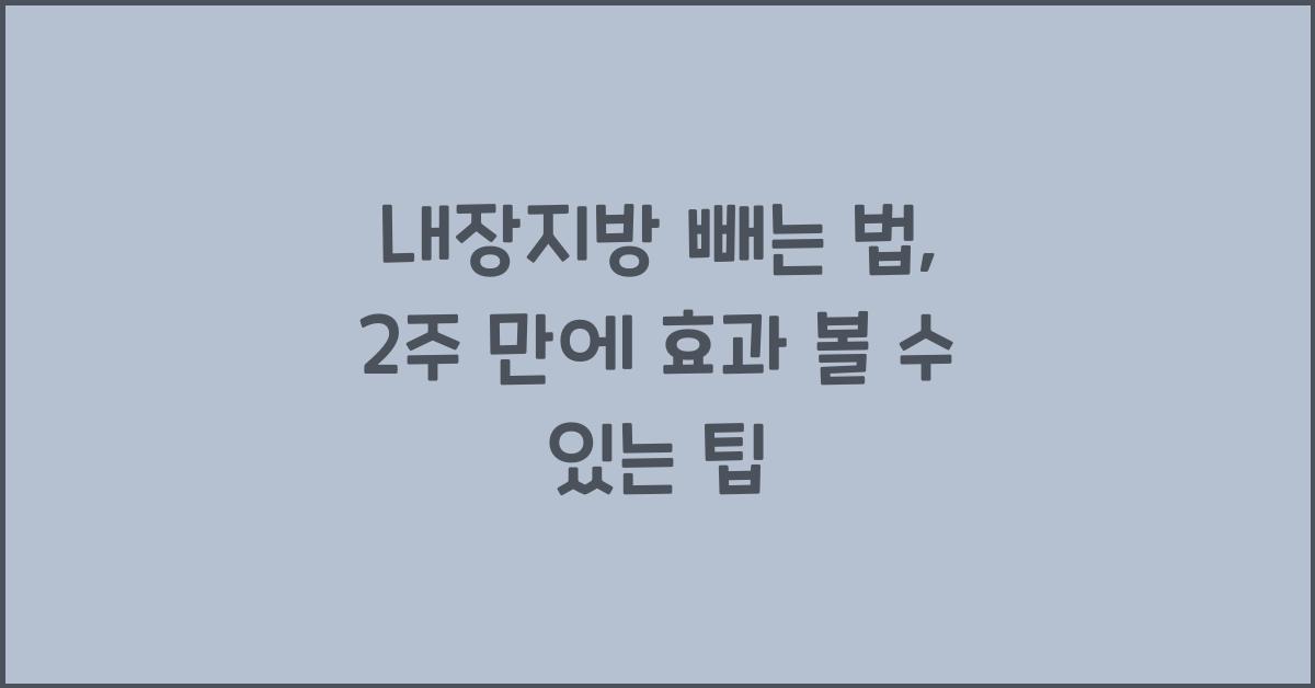 내장지방 빼는 법