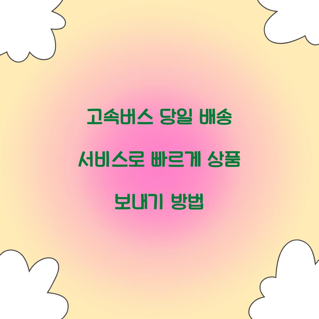 고속버스 당일 배송 서비스