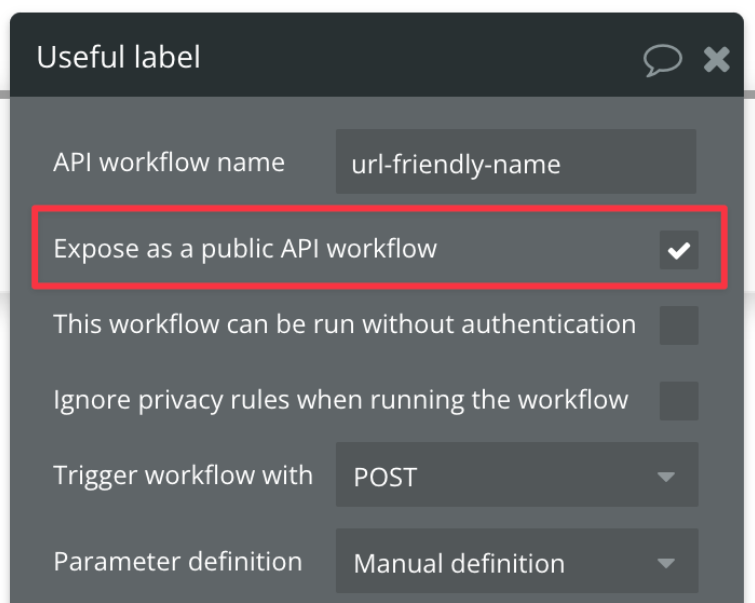 공개 API 워크플로를 노출 활성화