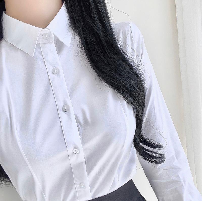데일리 기본 면 쫀쫀 스판 여성 흰남방 셔츠
