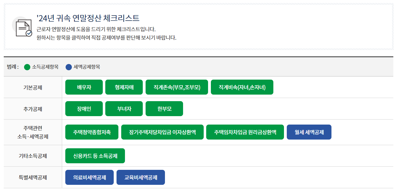 연말정산 체크리스트