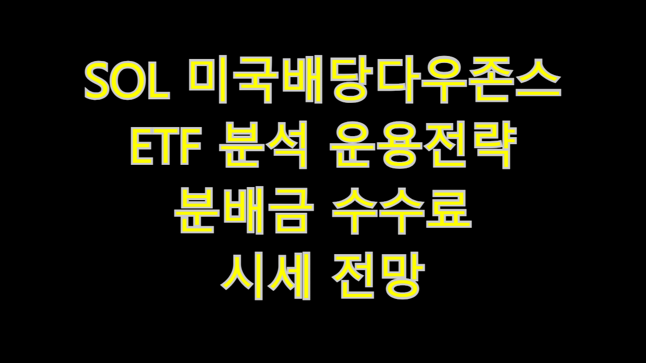  SOL 미국배당다우존스 ETF 분석 운용전략 분배금 수수료 시세 전망