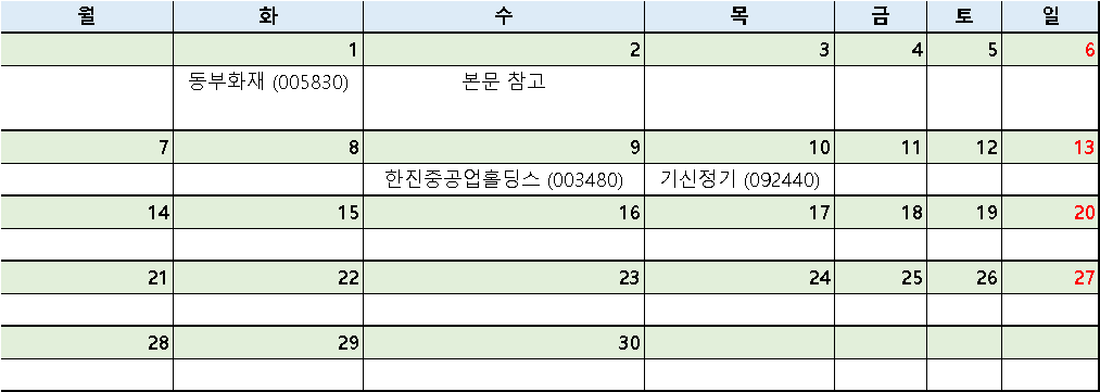  2021년 6월 국내주식 1분기 실적발표 일정