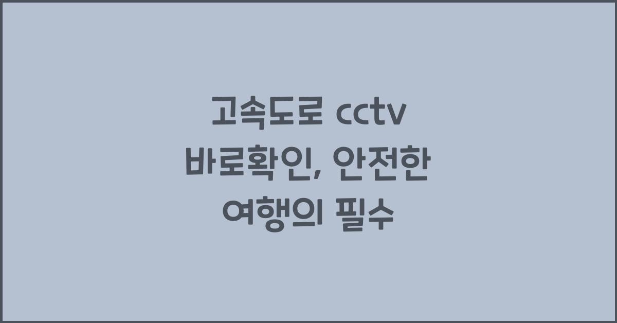 고속도로 cctv 바로확인