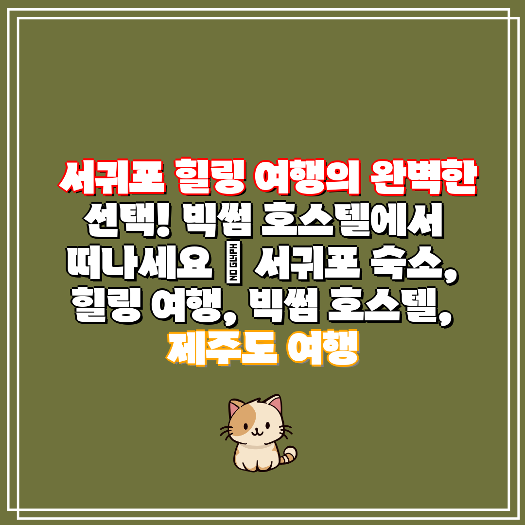  서귀포 힐링 여행의 완벽한 선택! 빅썸 호스텔에서 떠