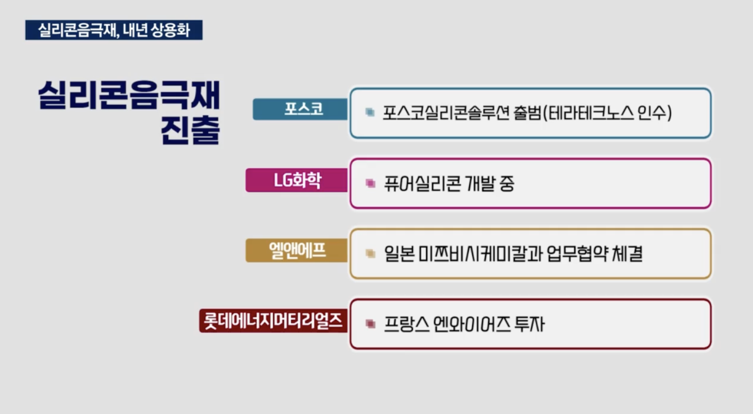 실리콘음극재 진출기업