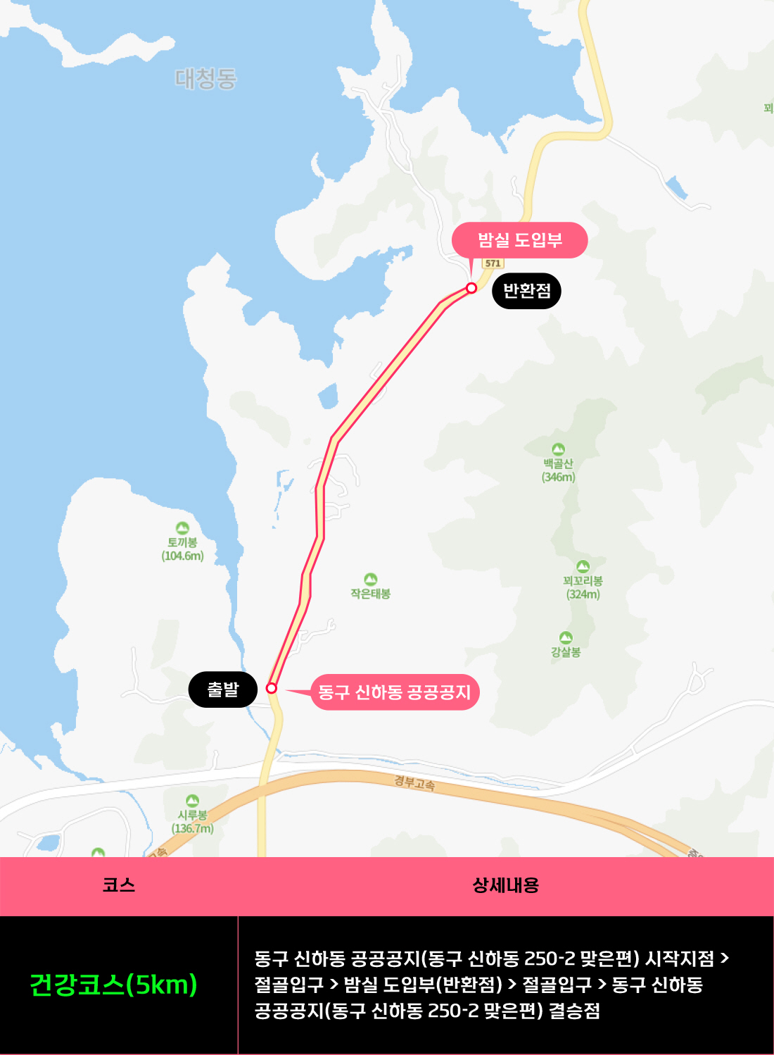 2024 대청호 벚꽃길 마라톤 지도 - 5KM 코스