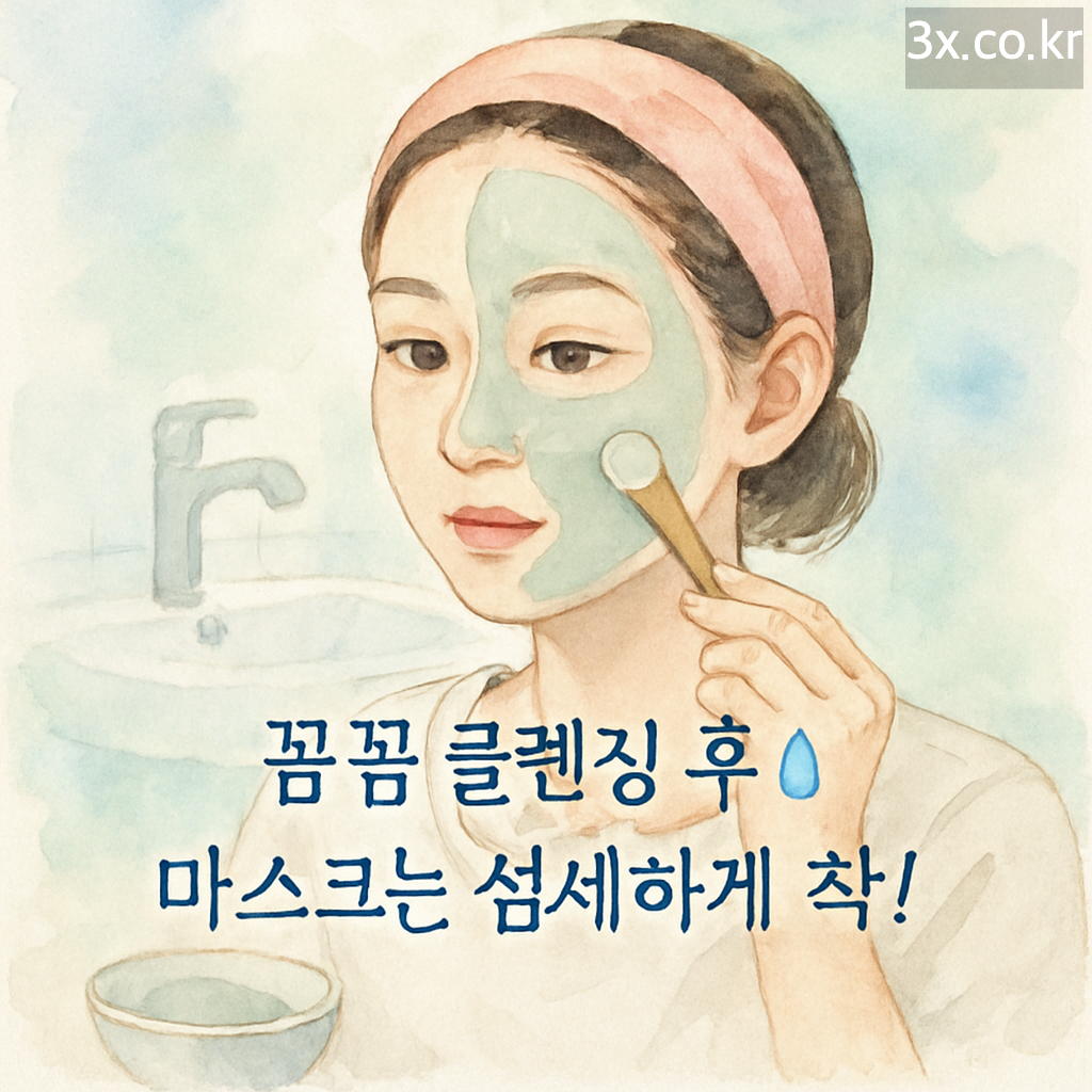 꼼꼼 클렌징 후💧 마스크는 섬세하게 착!