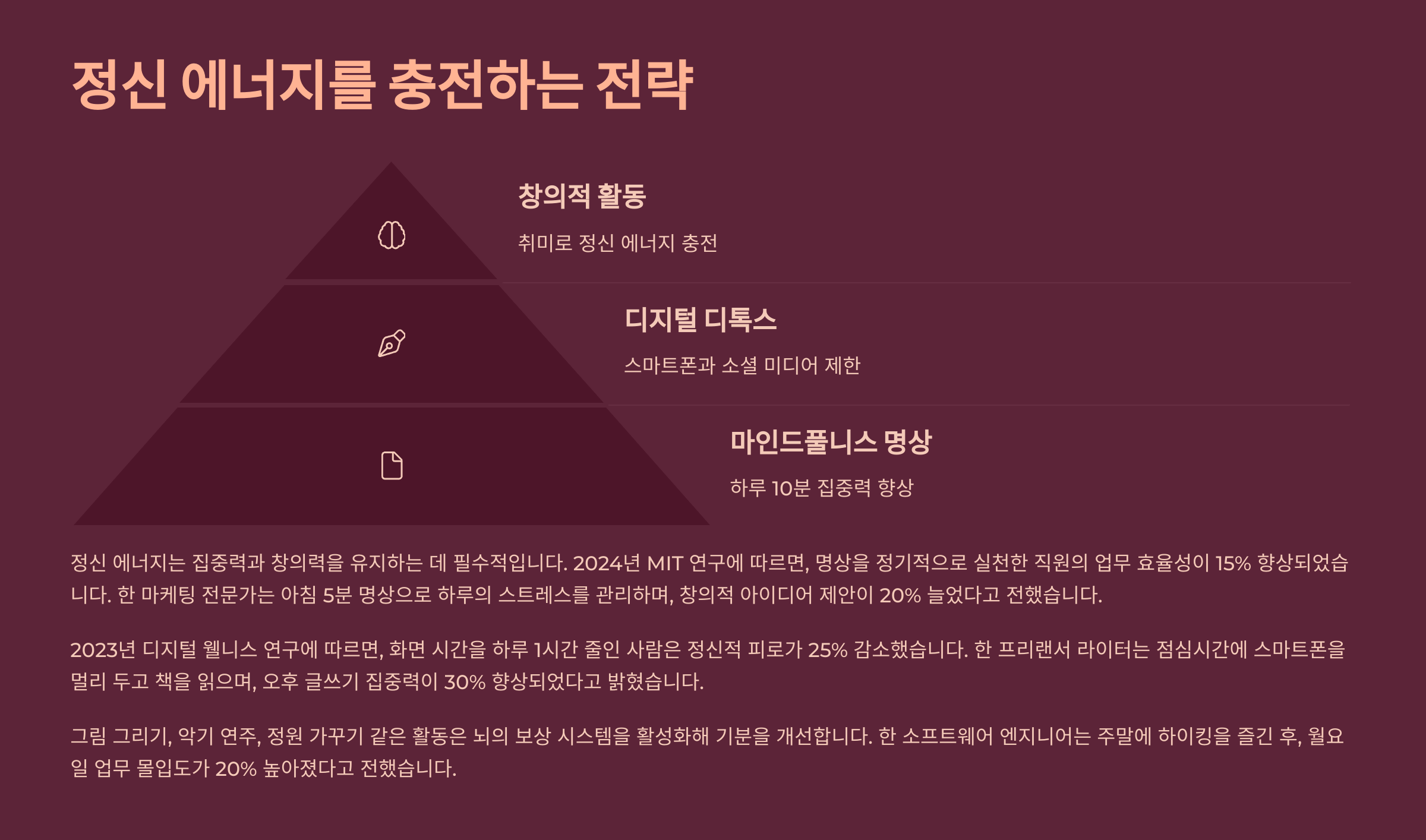 정신 에너지를 충전하는 전략