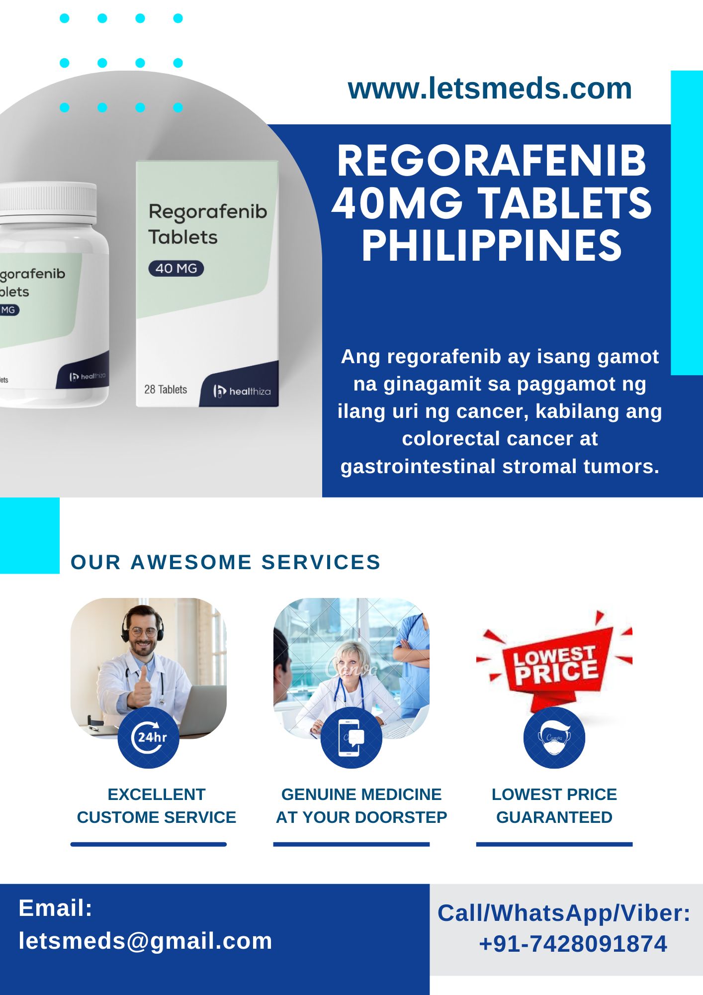 Regorafenib 40mg 알약 도매 가격 구매 필리핀, 미국 1