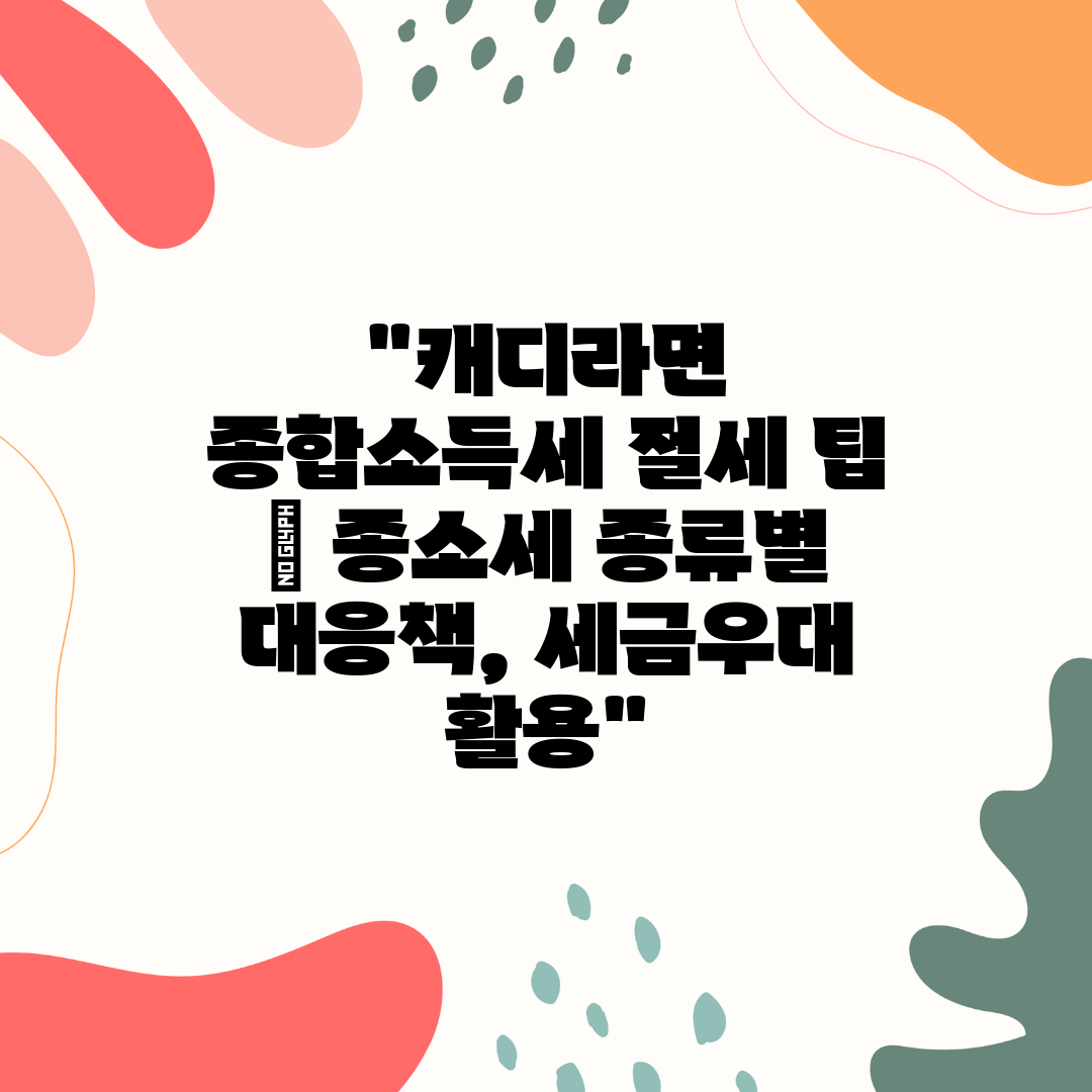 캐디라면 종합소득세 절세 팁  종소세 종류별 대응책, 