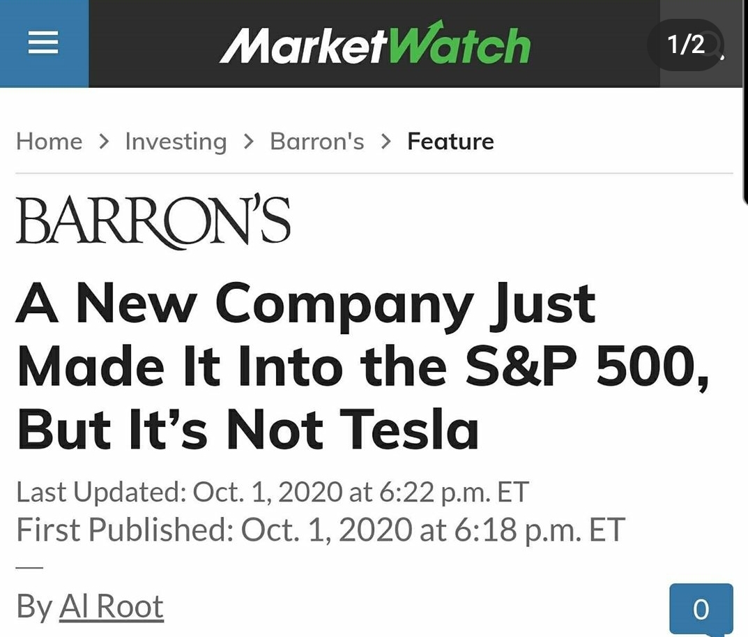  테슬라 S&P 추가등록 탈락