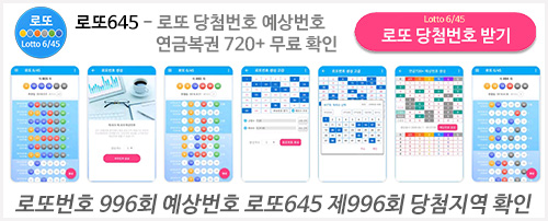 로또 당첨 번호 996회 당첨지역 확인