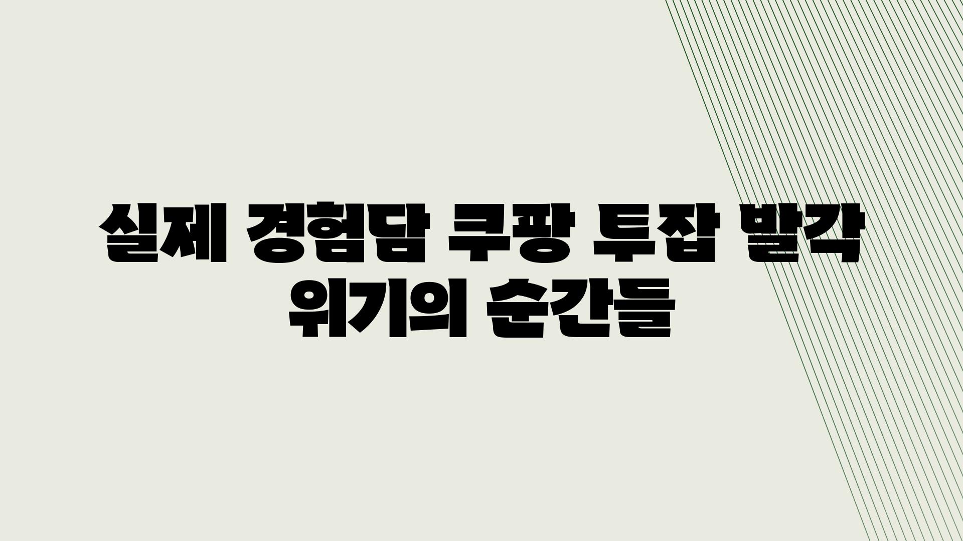 실제 경험담 쿠팡 투잡 발각 위기의 순간들