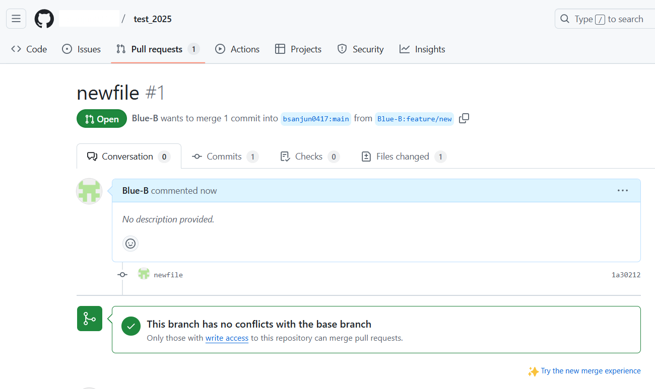 pull requests 생성 이미지