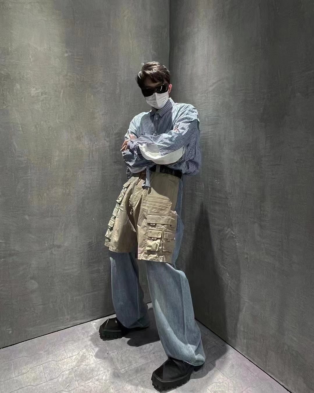  [BALENCIAGA] 발렌시아가 하이브리드 카고 믹스 데님 팬츠 662891 TIW3 5896