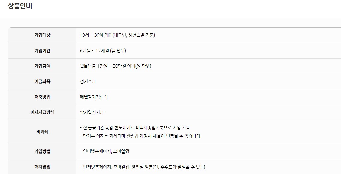 청포도 청년적금 우대 금리 혜택