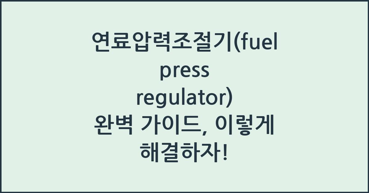 연료압력조절기(fuel press regulator)