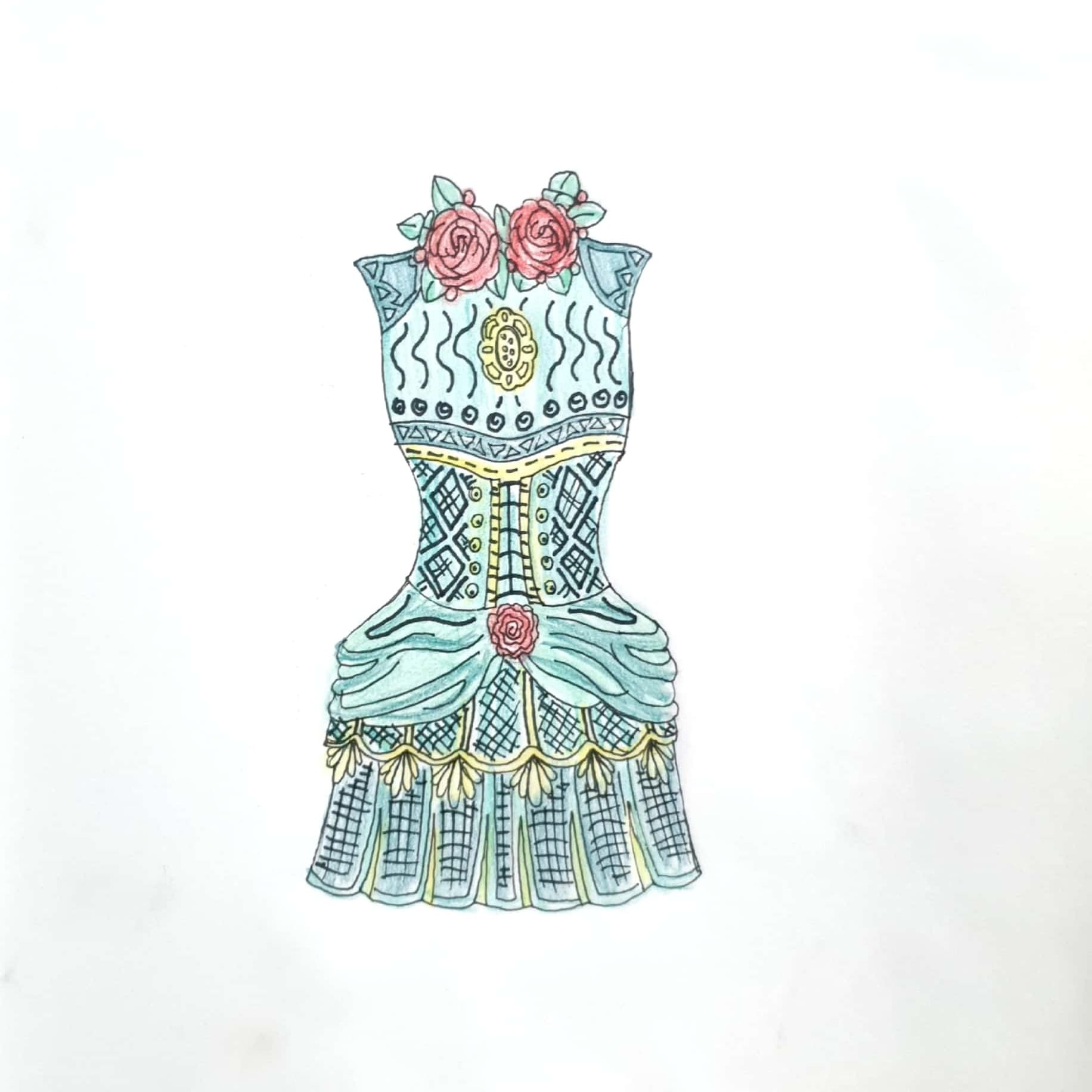  Rose Dress 장미 드레스 / 일러스트 그림 드로잉 / 옷 그리기