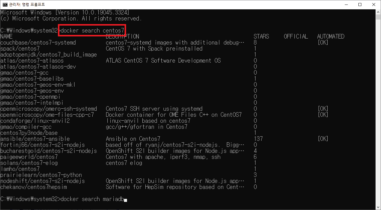 docker search centos