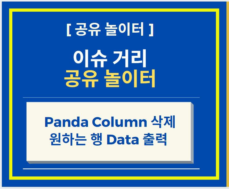  Python Panda Column 삭제 및 원하는 행 Data 출력
